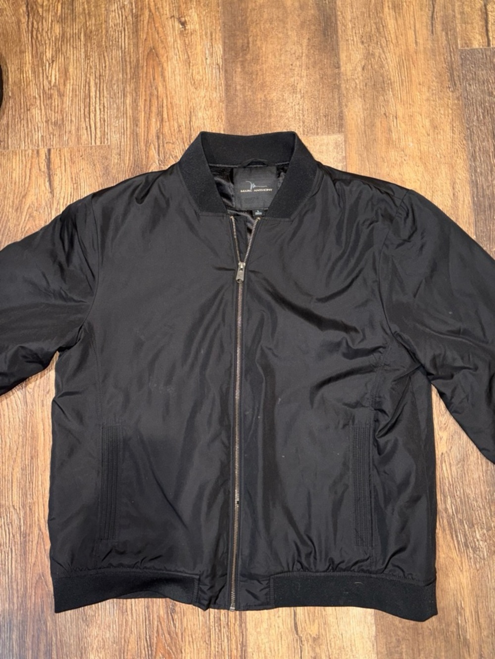 Marc Anthony Black Bomber Jacket with Zip Front
